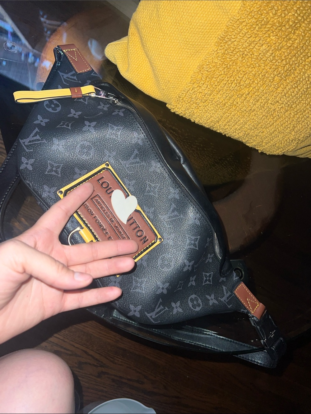 Black Monogram Discovery Bumbag Belt Bag with Yellow Accents